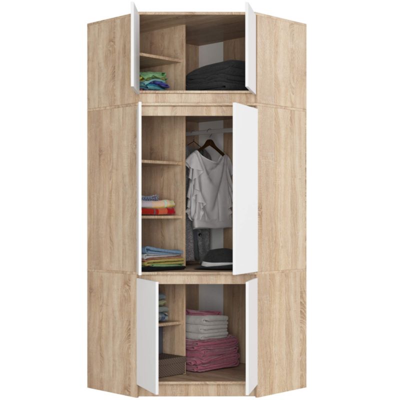 Hjørneskab med topsektion Akord S100 Sonoma Eg 100 cm 6 døre hvid mat 9 hylder 100x50x235 cm 1 stk.