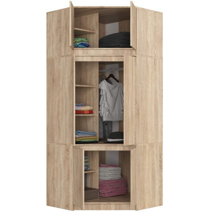 Hjørneskab med overskab Akord S100 Sonoma Eg 100 cm 6 døre Sonoma Eg mat 9 hylder 100x50x235 cm 1 stk.