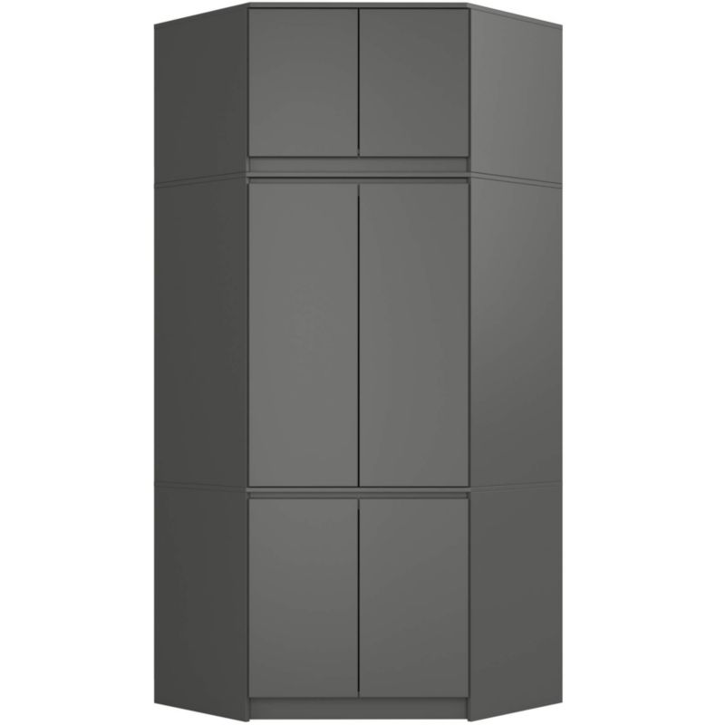 Hjørneskab med topsektion Akord S100 Grafitgrå 100 cm 6 døre mat grafitgrå farve 9 hylder 100x50x235 cm 1 stk.