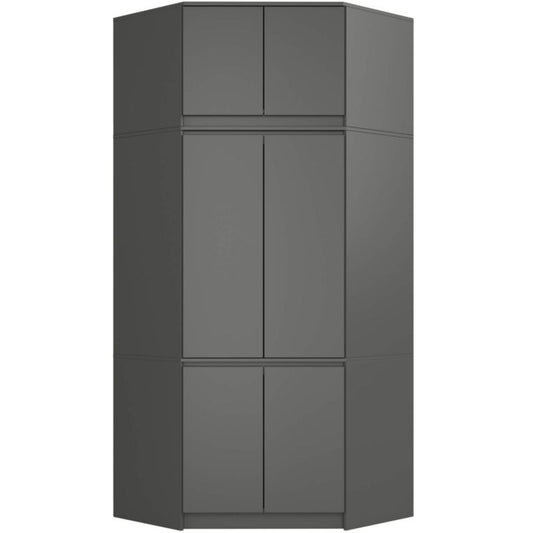 Hjørneskab med topsektion Akord S100 Grafitgrå 100 cm 6 døre mat grafitgrå farve 9 hylder 100x50x235 cm 1 stk.