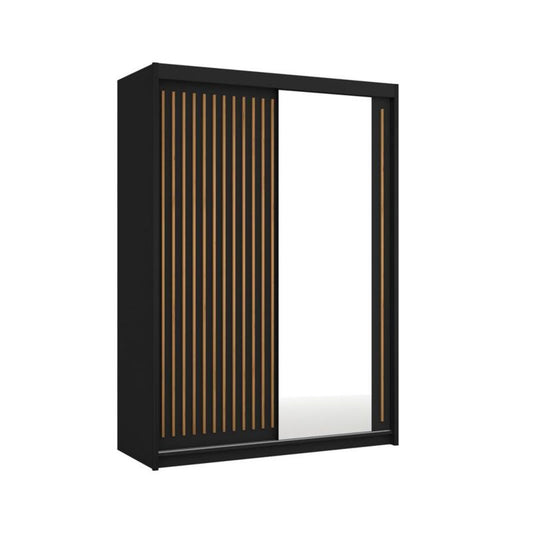 Bettso Lay 150 cm skydeskab med wotan-eg lameller i sort design