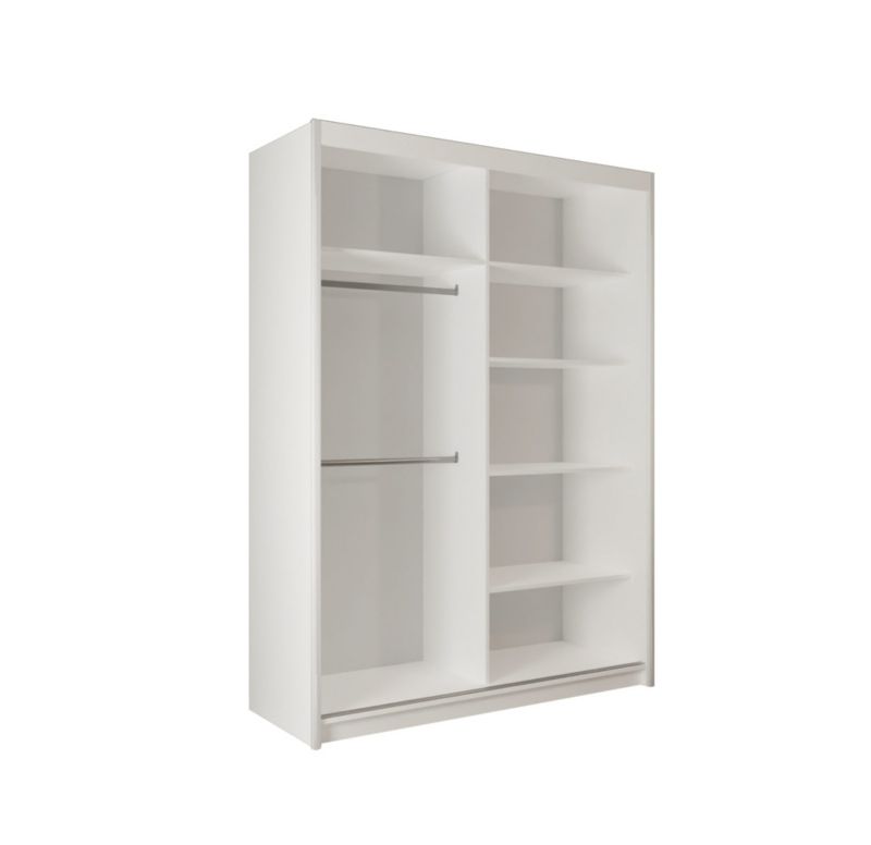 Bettso Lay 150 cm skydelåge garderobe med grå lameller, hvid, 1 stk.