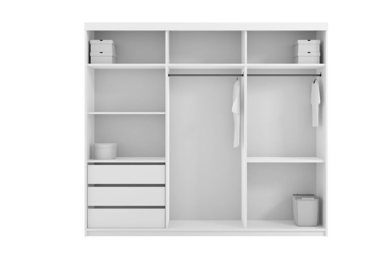 Bettso Lay 250 cm skydeskab med grå lameller, hvid, 1 stk.