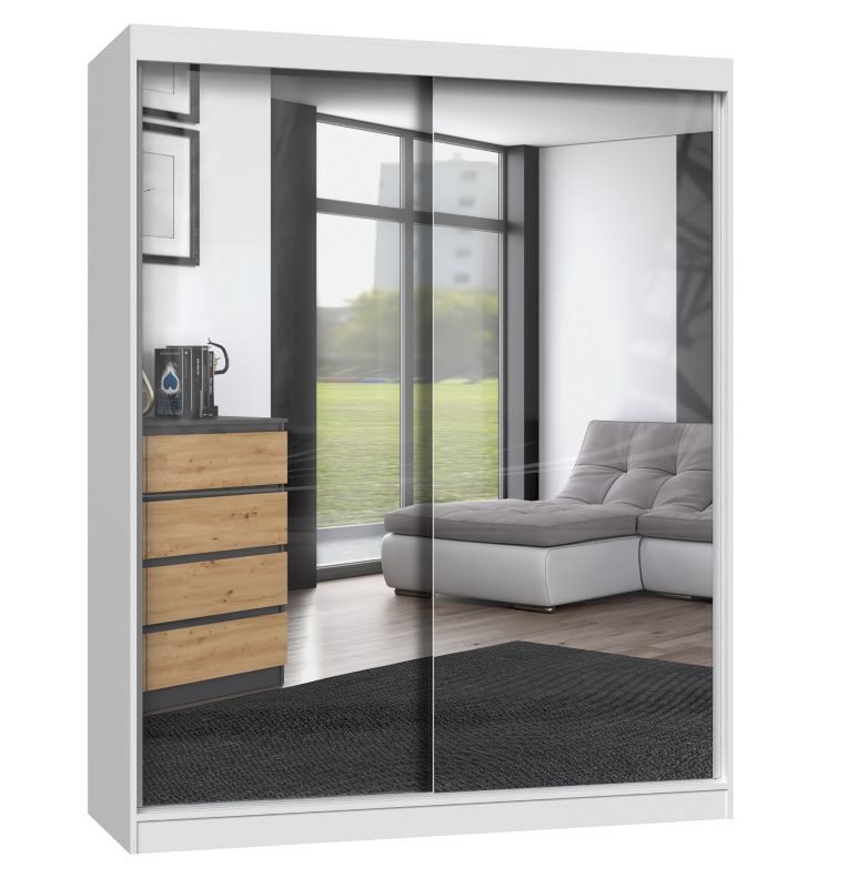 Skydedørsskab Topeshop Iga 160 cm med 2 spejle, hvid, 61 x 160 x 200 cm, 1 stk.