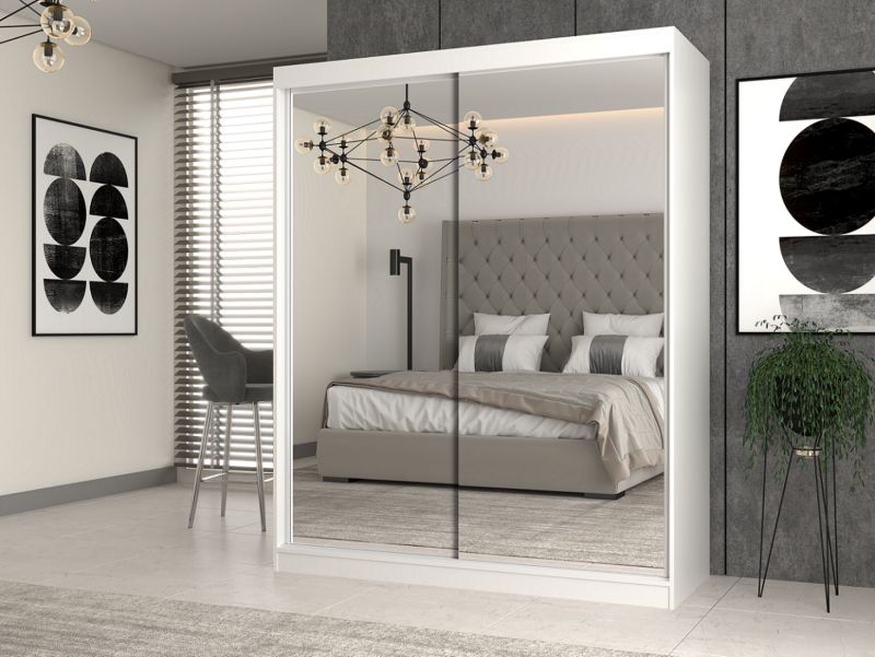 Skydedørsskab Topeshop Iga 160 cm med 2 spejle, hvid, 61 x 160 x 200 cm, 1 stk.