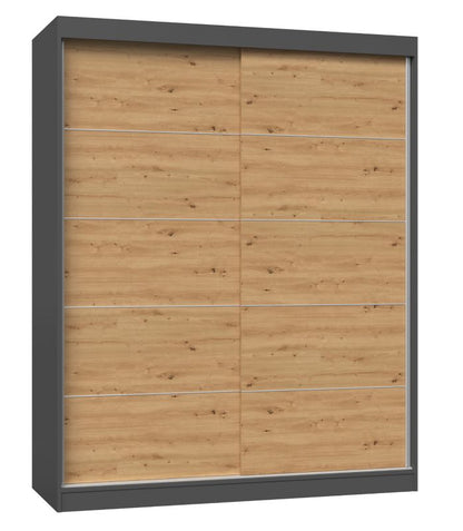 Skydedørsskab Topeshop IGA 160 cm med Sprosser i Antracit og Artisan Eg 61x160x200 cm, 1 stk.