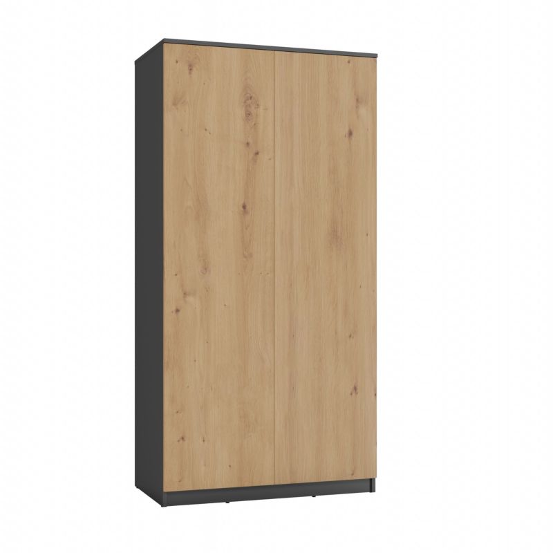Topeshop garderobeskab med døre og hylder SD-90 i antracit og artisan-eg 50x90x180 cm, 1 stk.