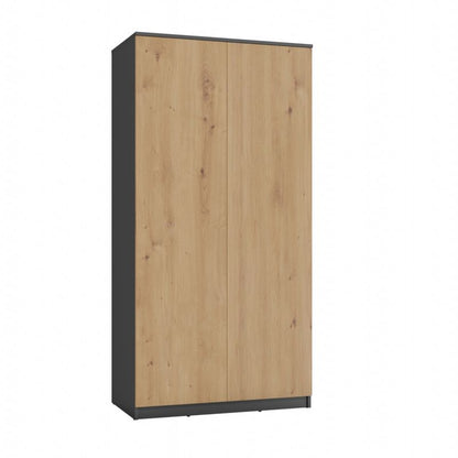 Topeshop garderobeskab med døre og hylder SD-90 i antracit og artisan-eg 50x90x180 cm, 1 stk.