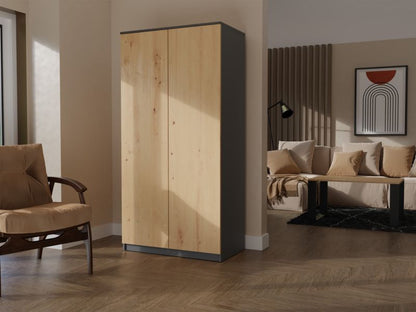 Topeshop garderobeskab med døre og hylder SD-90 i antracit og artisan-eg 50x90x180 cm, 1 stk.