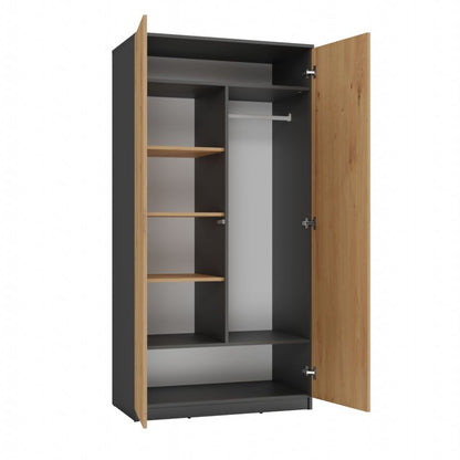 Topeshop garderobeskab med døre og hylder SD-90 i antracit og artisan-eg 50x90x180 cm, 1 stk.