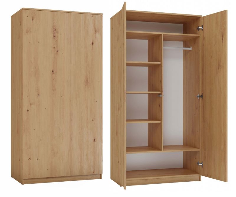 Topeshop garderobeskab med døre og hylder SD-90 i Artisan egetræ 50x90x180 cm, 1 stk.
