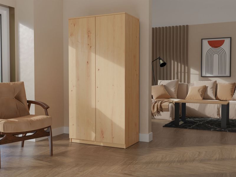 Topeshop garderobeskab med døre og hylder SD-90 i Artisan egetræ 50x90x180 cm, 1 stk.