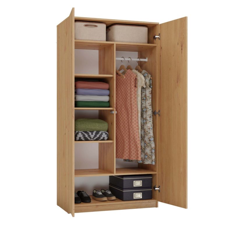 Topeshop garderobeskab med døre og hylder SD-90 i Artisan egetræ 50x90x180 cm, 1 stk.