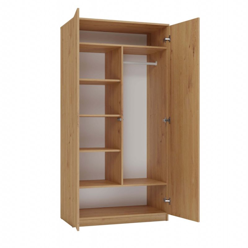 Topeshop garderobeskab med døre og hylder SD-90 i Artisan egetræ 50x90x180 cm, 1 stk.