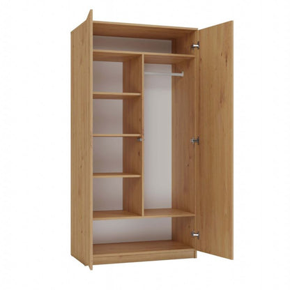 Topeshop garderobeskab med døre og hylder SD-90 i Artisan egetræ 50x90x180 cm, 1 stk.