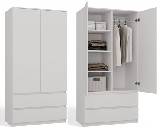 Topeshop garderobeskab SS-90 hvid 50 x 90 x 180 cm 1 stk.