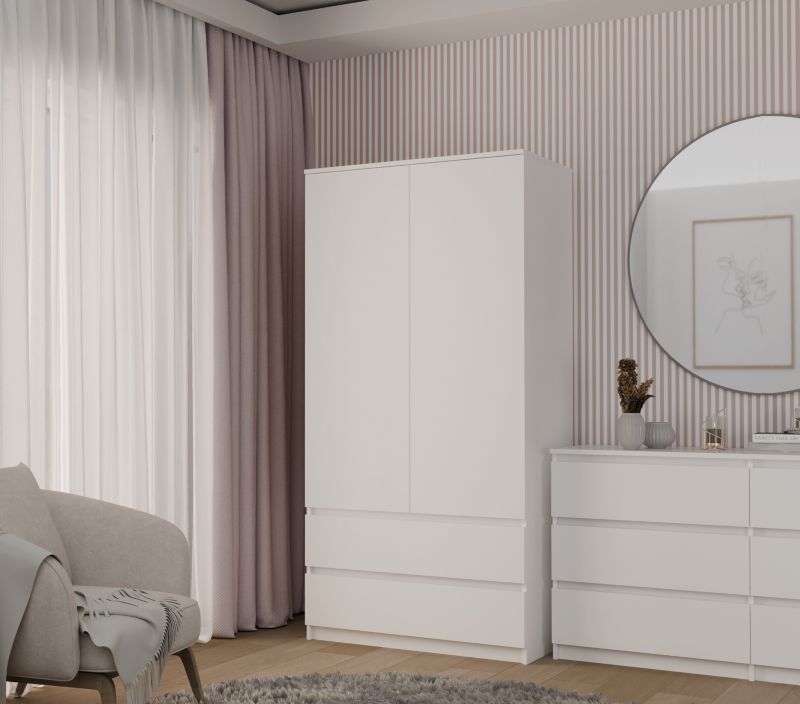 Topeshop garderobeskab SS-90 hvid 50 x 90 x 180 cm 1 stk.