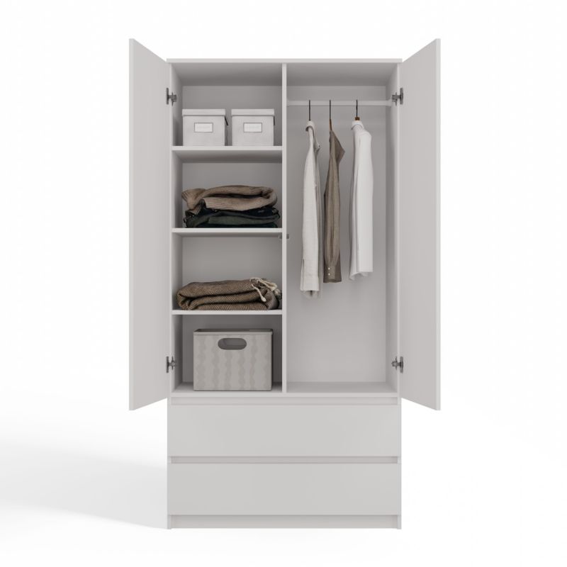 Topeshop garderobeskab SS-90 hvid 50 x 90 x 180 cm 1 stk.