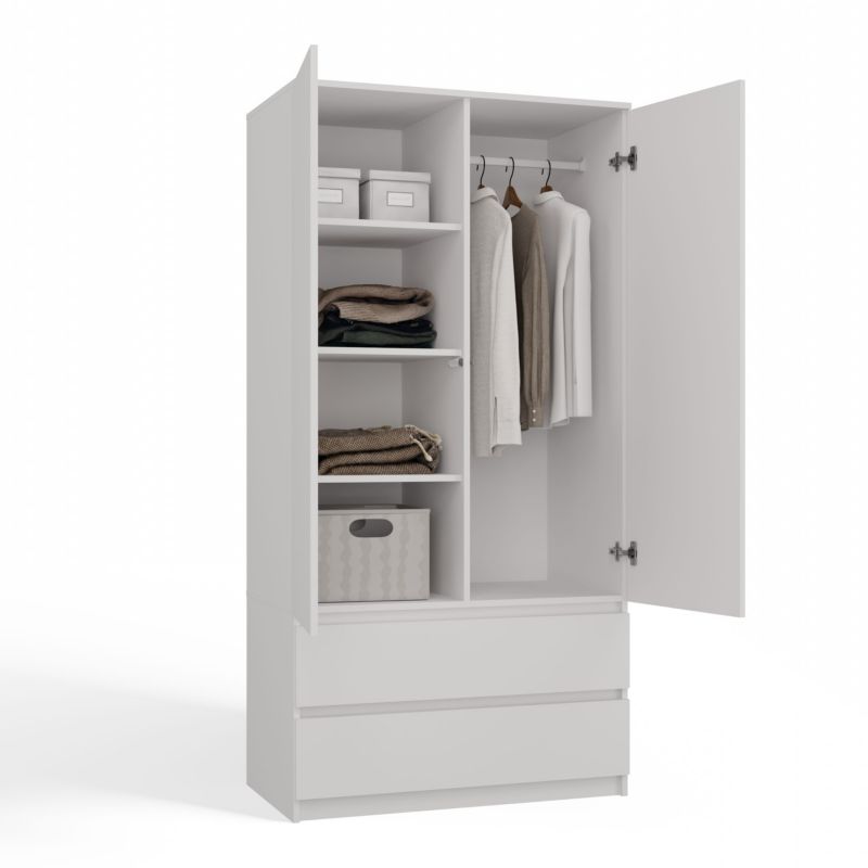 Topeshop garderobeskab SS-90 hvid 50 x 90 x 180 cm 1 stk.