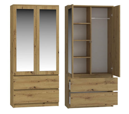 Topeshop garderobeskab SS-90 med spejl i Artisan eg 50 x 90 x 180 cm, 1 stk.