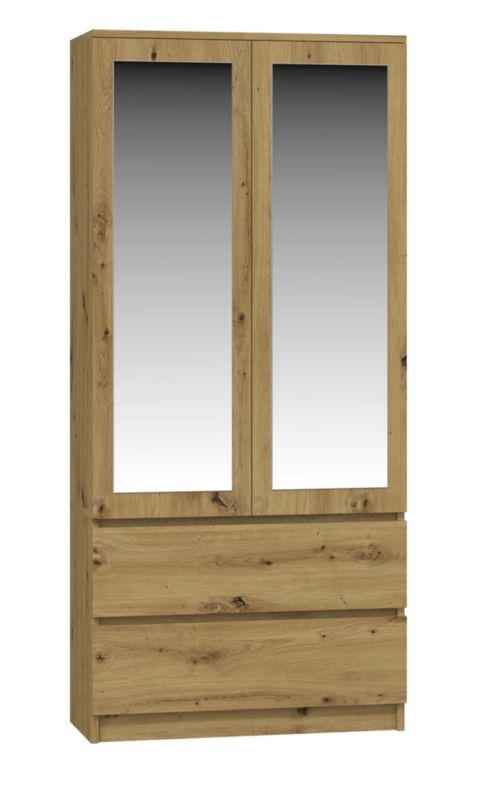 Topeshop garderobeskab SS-90 med spejl i Artisan eg 50 x 90 x 180 cm, 1 stk.