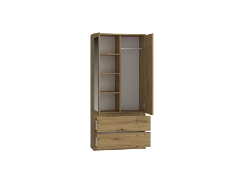Topeshop garderobeskab SS-90 med spejl i Artisan eg 50 x 90 x 180 cm, 1 stk.