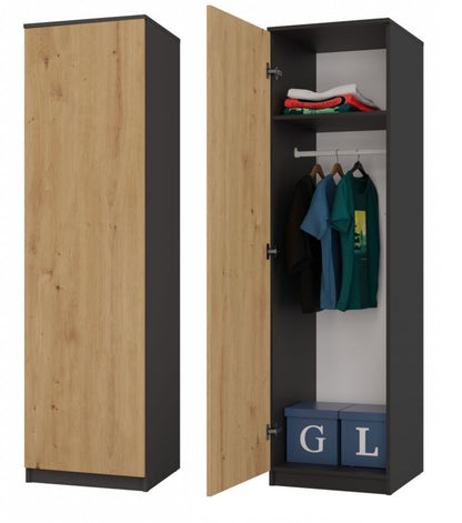 Topeshop SD-50 garderobeskab antracit / artisan eg 50 x 50 x 180 cm 1 stk.