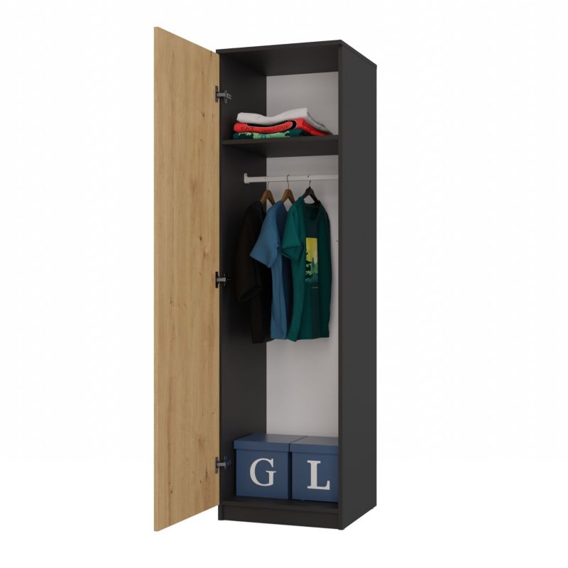 Topeshop SD-50 garderobeskab antracit / artisan eg 50 x 50 x 180 cm 1 stk.