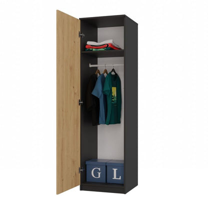 Topeshop SD-50 garderobeskab antracit / artisan eg 50 x 50 x 180 cm 1 stk.