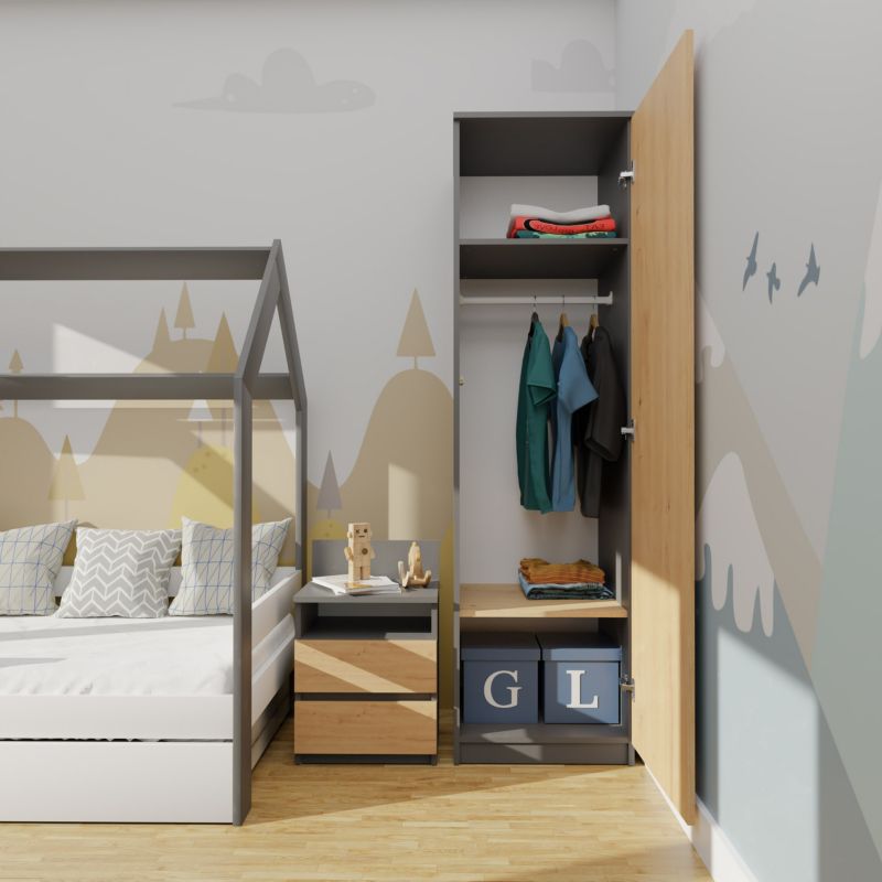 Topeshop SD-50 garderobeskab antracit / artisan eg 50 x 50 x 180 cm 1 stk.