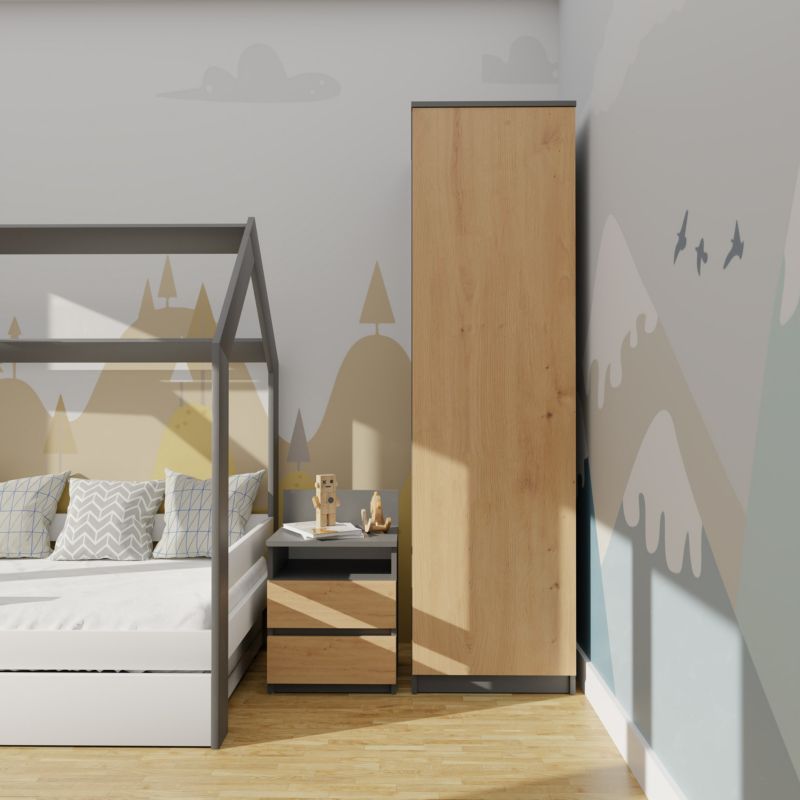 Topeshop SD-50 garderobeskab antracit / artisan eg 50 x 50 x 180 cm 1 stk.