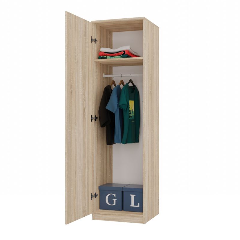 Topeshop SD-50 garderobeskab i Sonoma eg 50x50x180 cm 1 stk.