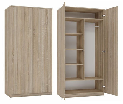 Topeshop SD-90 garderobeskab i Sonoma-eg med døre og hylder 50 x 90 x 180 cm, 1 stk.