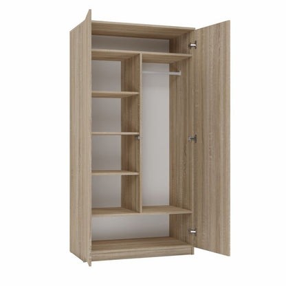 Topeshop SD-90 garderobeskab i Sonoma-eg med døre og hylder 50 x 90 x 180 cm, 1 stk.