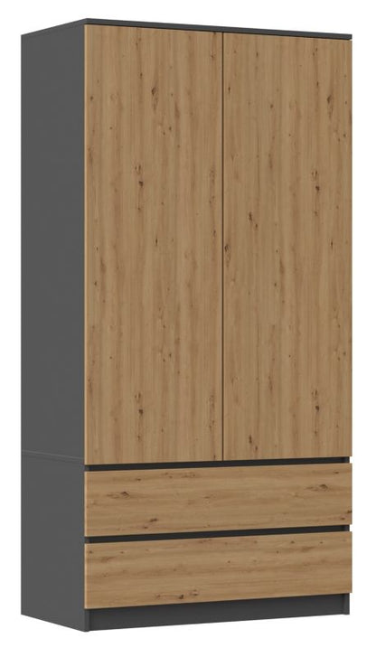 Topeshop SS-90 garderobeskab i antracit og artisan-eg 50 x 90 x 180 cm, 1 stk.