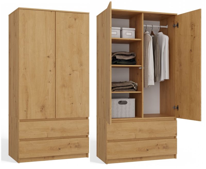 Topeshop SS-90 garderobeskab i Artisan Eg 50x90x180 cm, 1 stk.