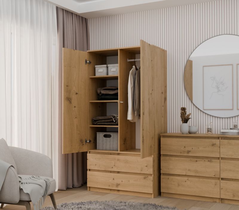 Topeshop SS-90 garderobeskab i Artisan Eg 50x90x180 cm, 1 stk.
