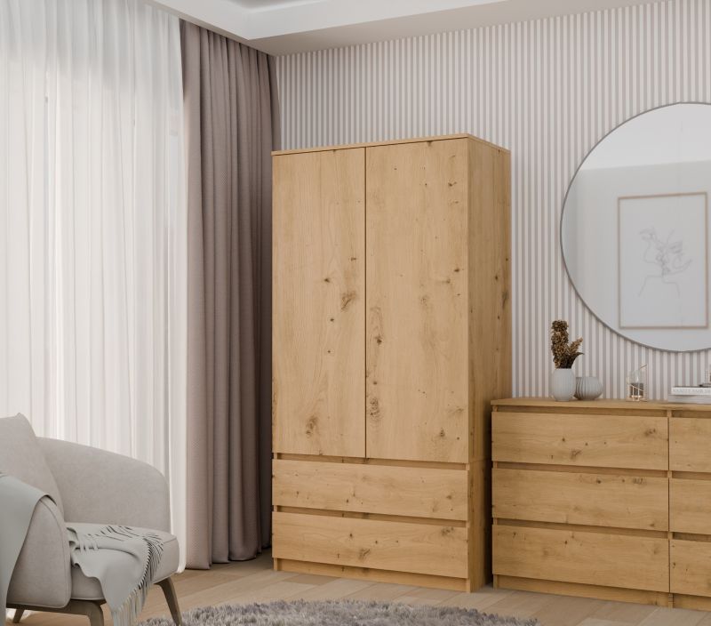 Topeshop SS-90 garderobeskab i Artisan Eg 50x90x180 cm, 1 stk.