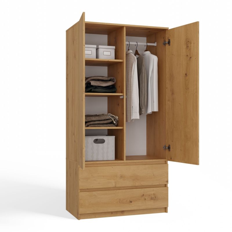 Topeshop SS-90 garderobeskab i Artisan Eg 50x90x180 cm, 1 stk.
