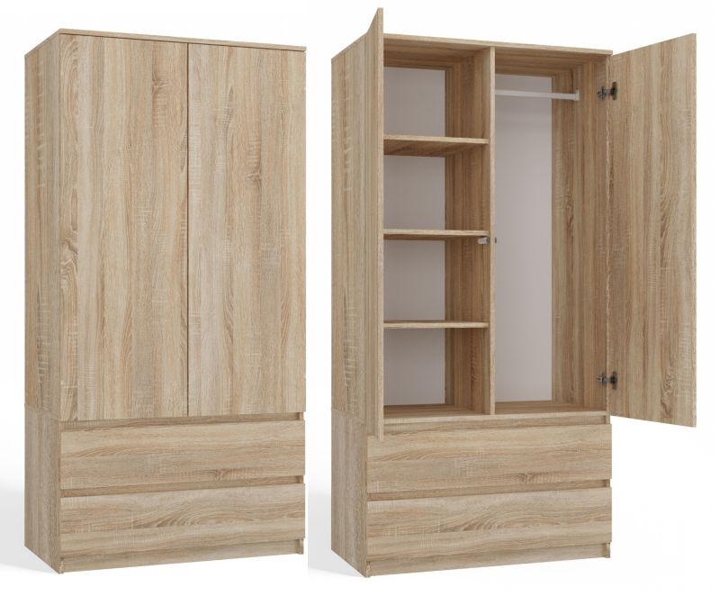 Topeshop Ss-90 skab i Sonoma-eg garderobe 50 x 90 x 180 cm 1 stk.