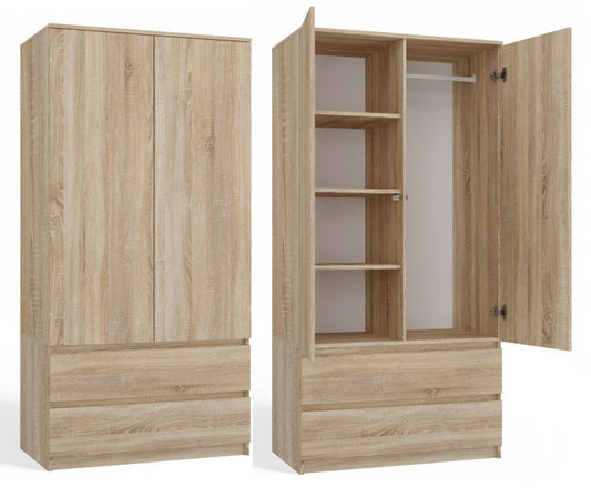 Topeshop Ss-90 skab i Sonoma-eg garderobe 50 x 90 x 180 cm 1 stk.