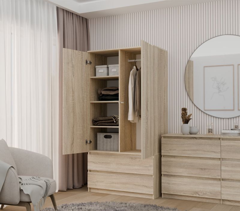 Topeshop Ss-90 skab i Sonoma-eg garderobe 50 x 90 x 180 cm 1 stk.