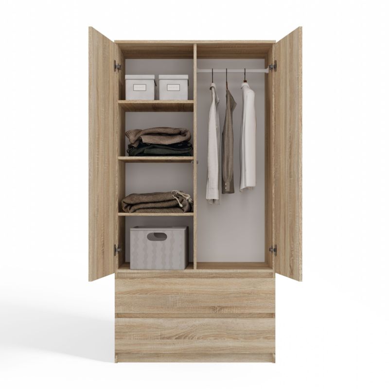 Topeshop Ss-90 skab i Sonoma-eg garderobe 50 x 90 x 180 cm 1 stk.
