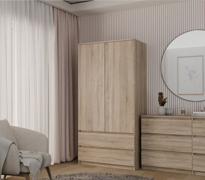 Topeshop Ss-90 skab i Sonoma-eg garderobe 50 x 90 x 180 cm 1 stk.