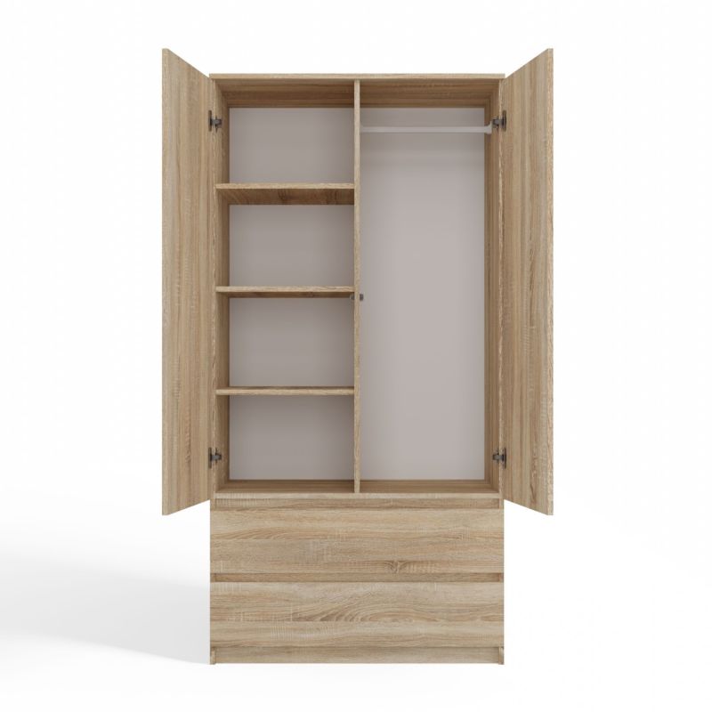 Topeshop Ss-90 skab i Sonoma-eg garderobe 50 x 90 x 180 cm 1 stk.