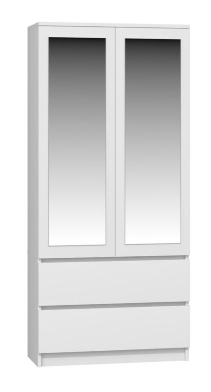 Topeshop SS-90 garderobeskab med spejl, hvid, 50 x 90 x 180 cm, 1 stk.