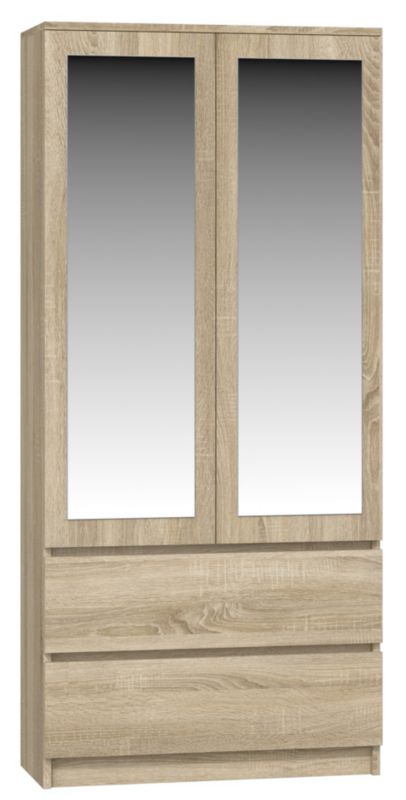 Topeshop SS-90 garderobeskab med spejl i Sonoma eg 50x90x180 cm, 1 stk.