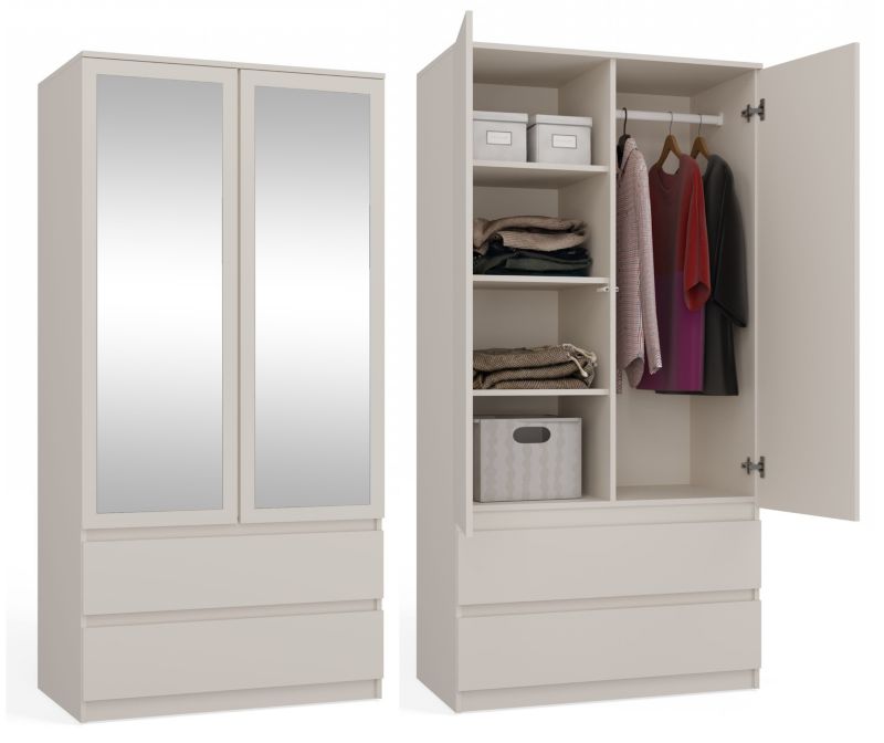 Topeshop SS-90 garderobeskab med spejl Kasjmirsand 50x90x180 cm 1 stk.