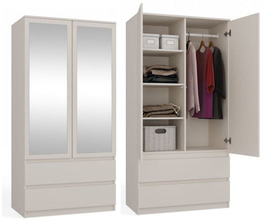 Topeshop SS-90 garderobeskab med spejl Kasjmirsand 50x90x180 cm 1 stk.