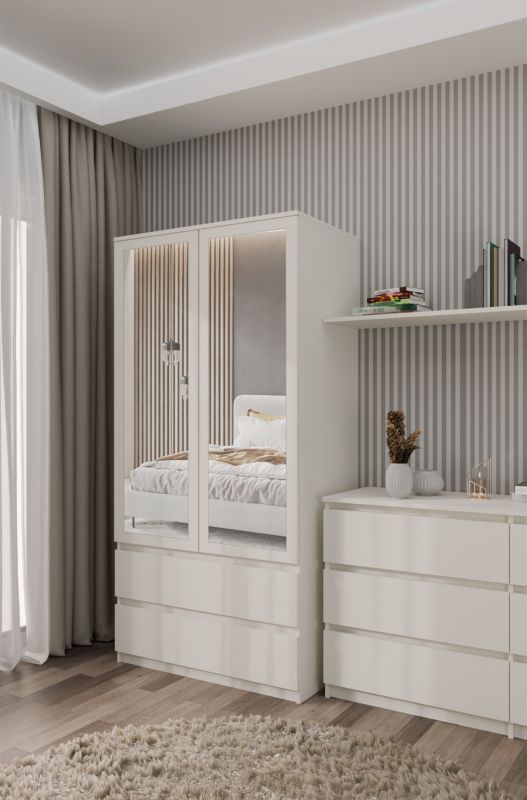 Topeshop SS-90 garderobeskab med spejl Kasjmirsand 50x90x180 cm 1 stk.